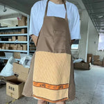 tablier cuisine marron clair poche surprise bordure décorative élastiques classique humoristique