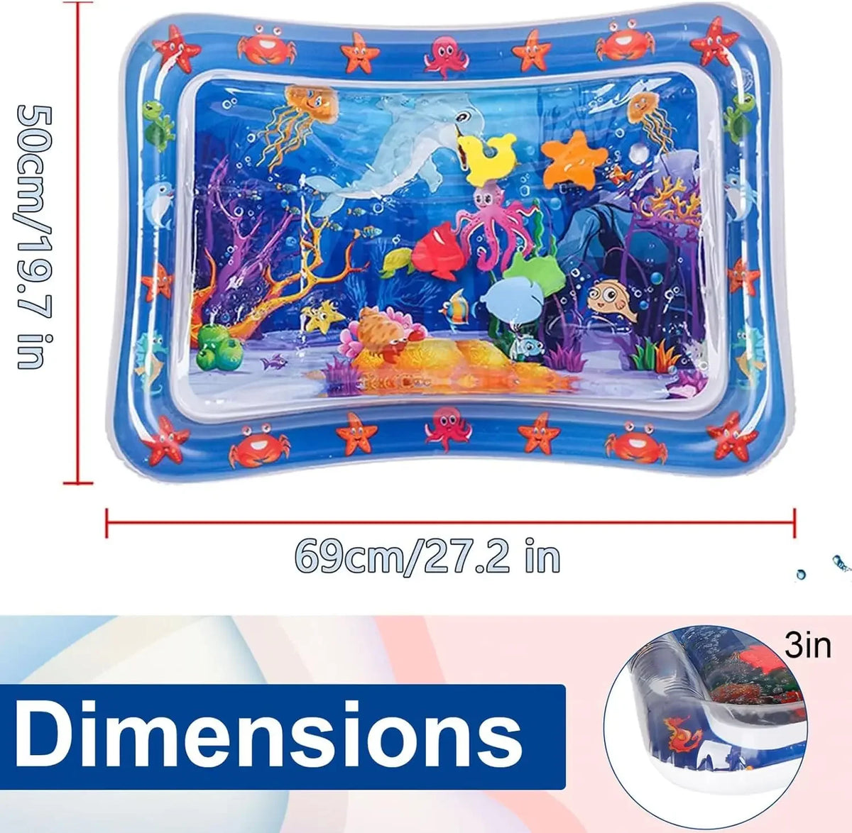 tapis d'éveil bébé thème marin poissons coraux étoiles mer bleu blanc orange verte rose