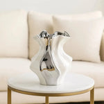 vase decoratif moderne porcelaine blanc ondulé texturé salon chambre coucher