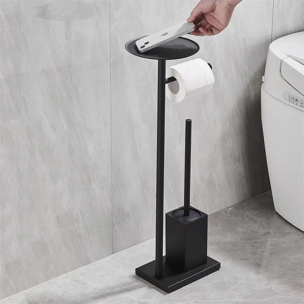 Support papier toilette multifonctionnel moderne acier inoxydable noir durable porte brosse wc papier toilette