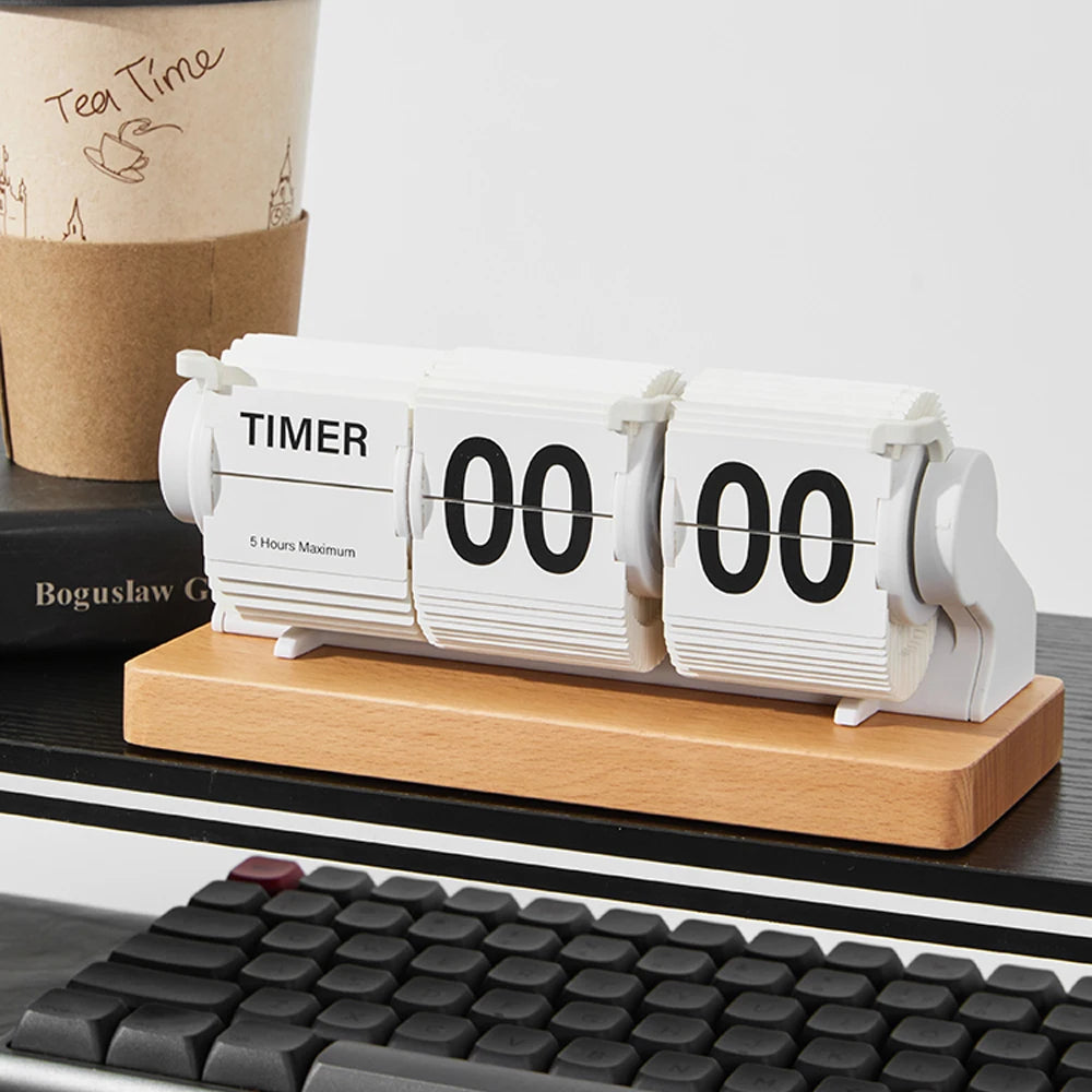horloge flip numérique rétro bois opaque secondes minuteur vintage affichage numérique réglable alimentation usb