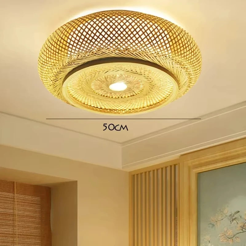 lampe moderne rustique bambou naturel toucher marche arrêt led e27 40cm 50cm 60cm 80cm