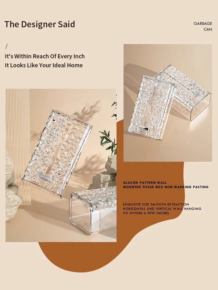 boîte mouchoirs transparente motifs glace moderne fixée papier toilette plastique amovible