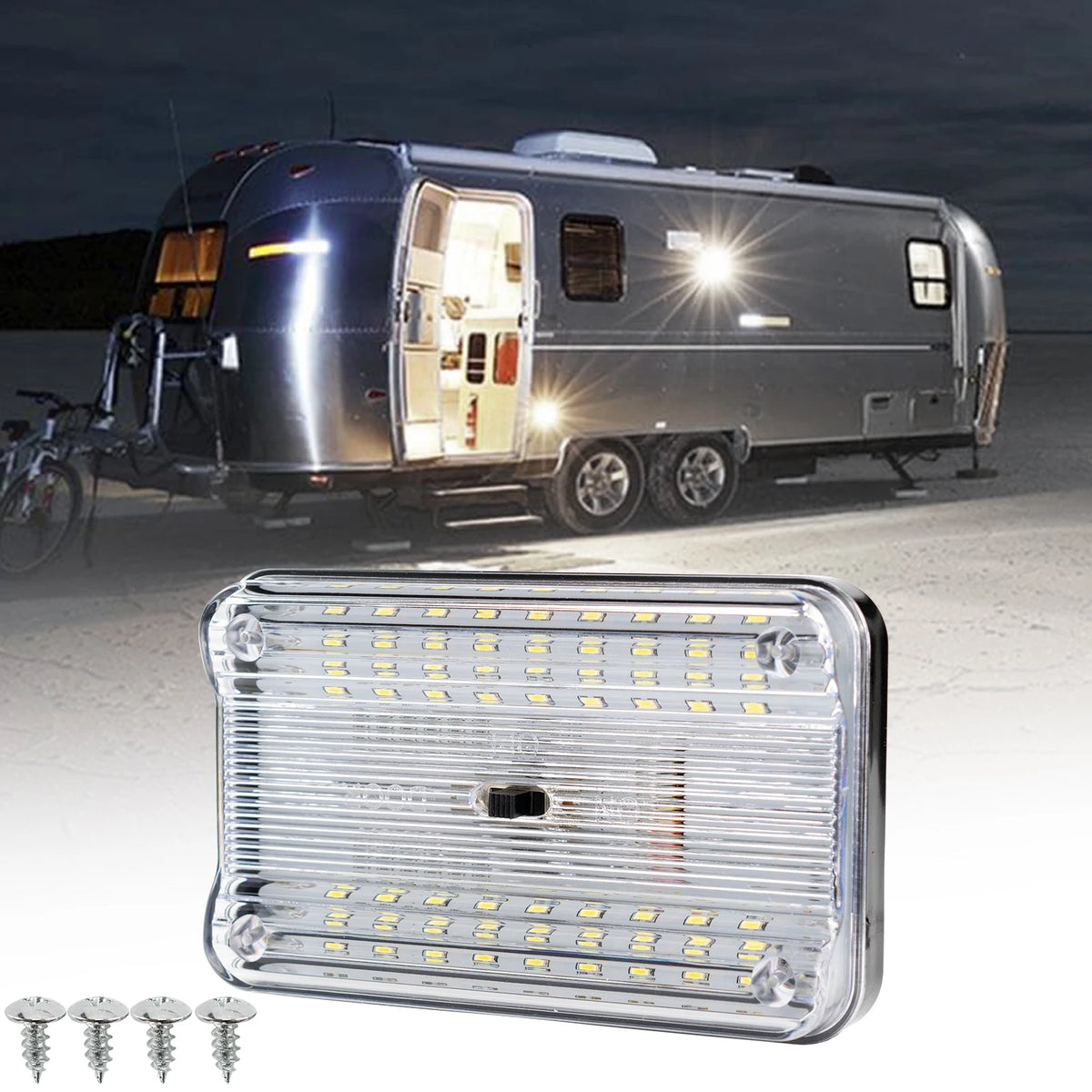 lampe led rectangle blanc 36 leds on off door 12v universal voiture camping car