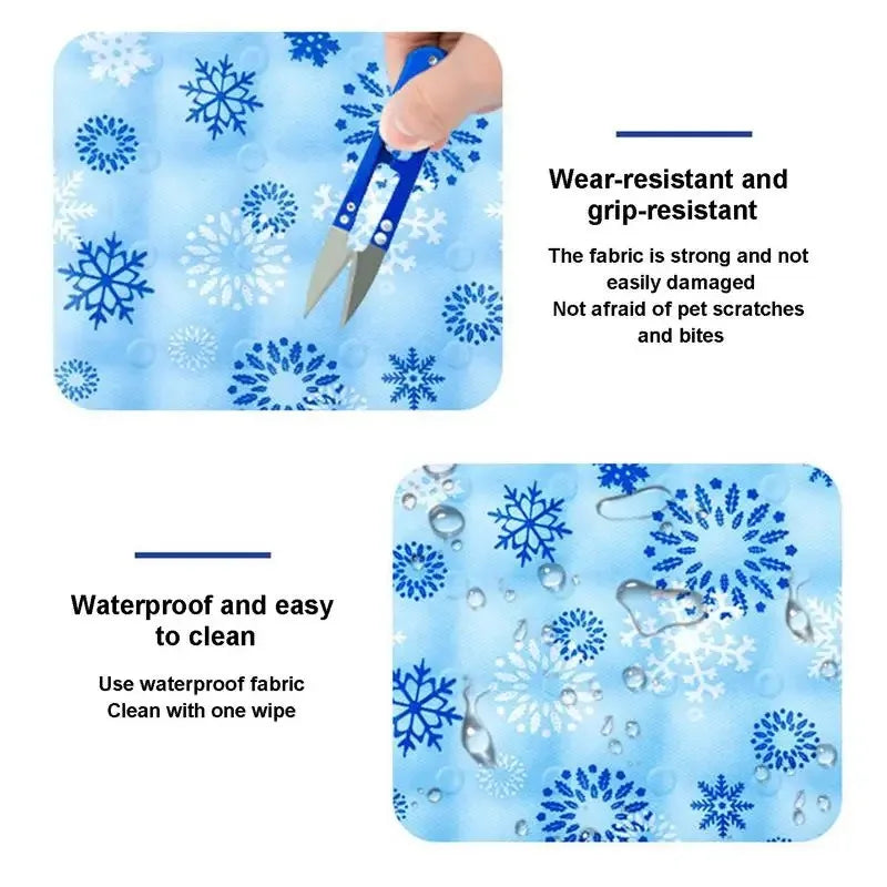 tapis refroidissement chien bleu clair flocons neige moderne gel polymère doux