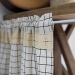 rideau lin blanc noir beige carreaux dentelle moderne rustique cuisine fenêtre