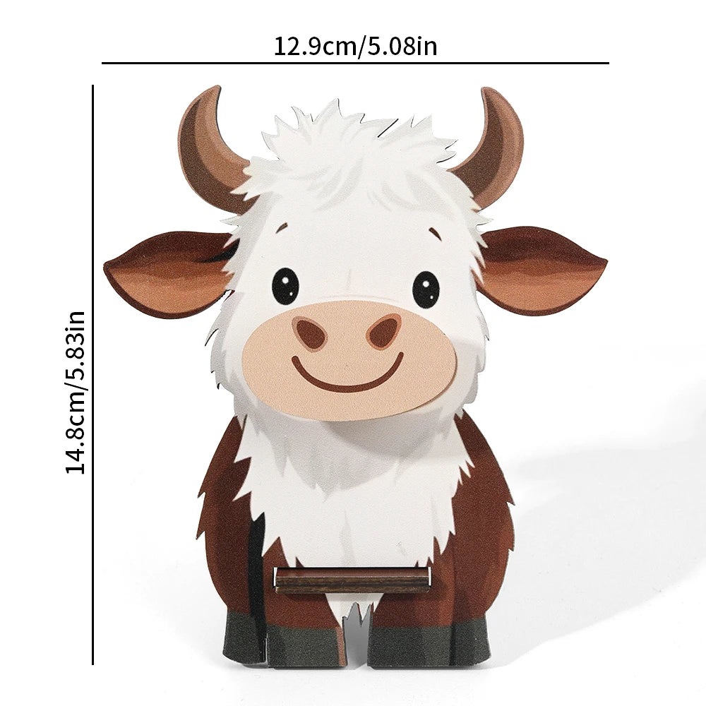 support rangement lunettes forme vache bois blanc marron cartoon decoratif maison