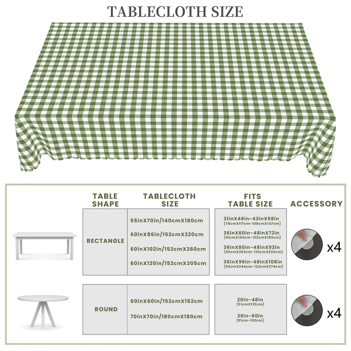 nappe verte carreaux classique imperméable usage extérieur intérieur mariage fête
