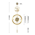 horloge murale moderne or cerf floral chiffres arabes étude salon