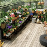 support plantes moderne banc jardin marron foncé structure bois barres horizontales 80 100 120