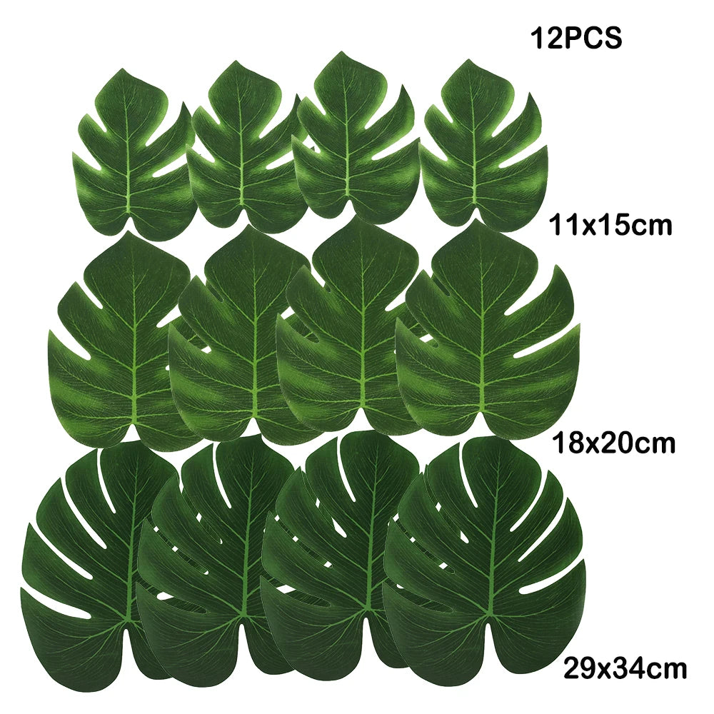 feuilles artificielles vert doré feuilles tropicales moderne extérieur décoration anniversaire mariage baby shower piquet