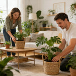 paniers plantes naturels rustiques boho chic poignées corde intérieur extérieur balcon jardin