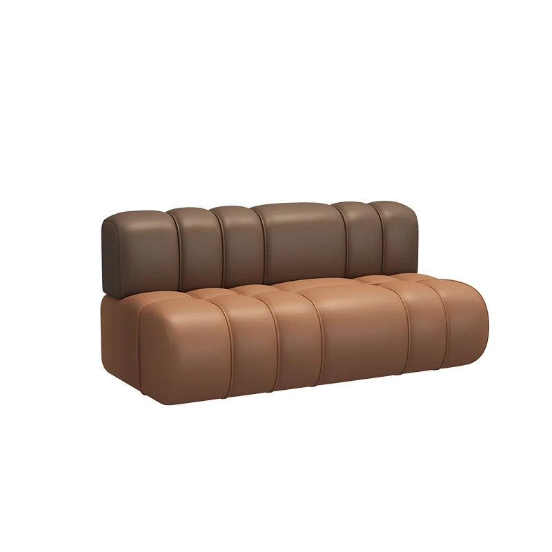 canapé d'angle moderne marron clair cuir tabourets salon minimaliste 1.2m 1.4m 1.6m