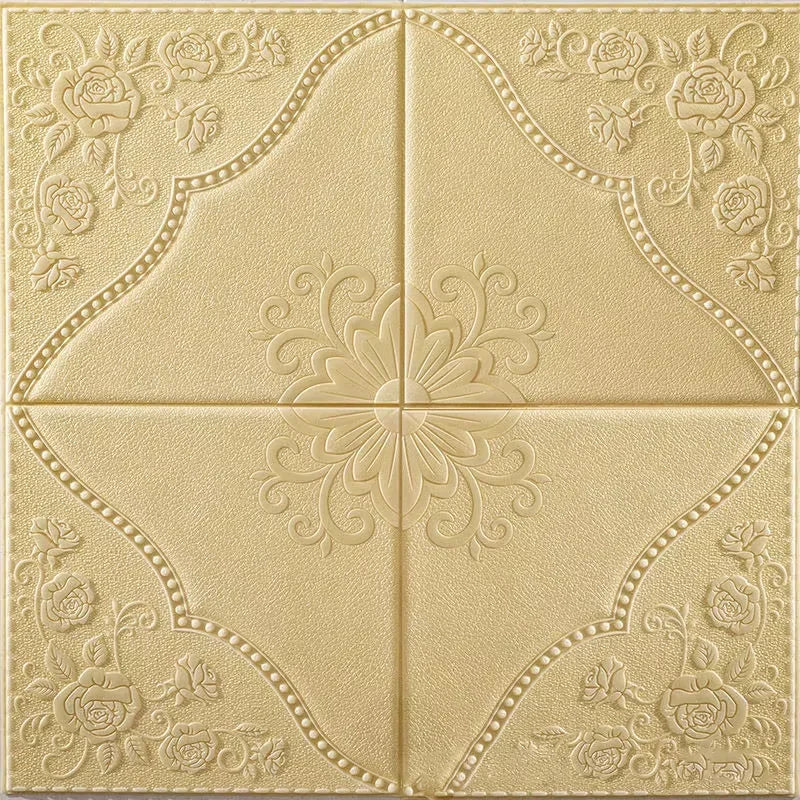panneau décoratif mural blanc floral relief classique adhésif 70cm 70cm