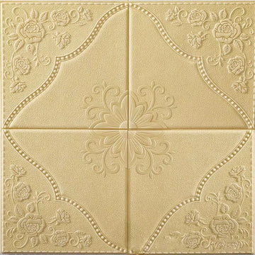 panneau décoratif mural blanc floral relief classique adhésif 70cm 70cm