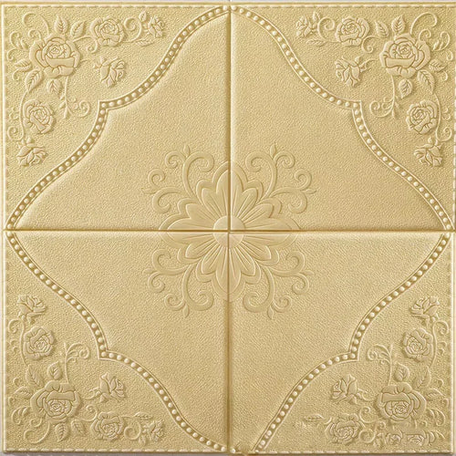 panneau décoratif mural blanc floral relief classique adhésif 70cm 70cm