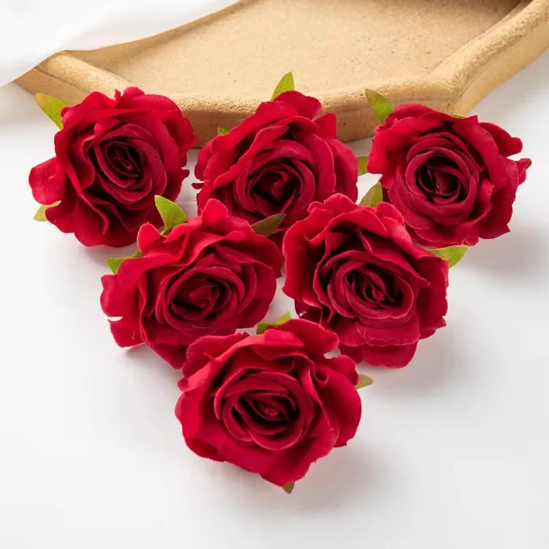 fleurs artificielles roses soie feuilles vertes décoration mariage fête maison scrapbooking
