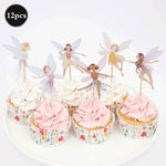 décoration fête anniversaire fées fleurs paillettes cake topper cupcakes spirales or rose