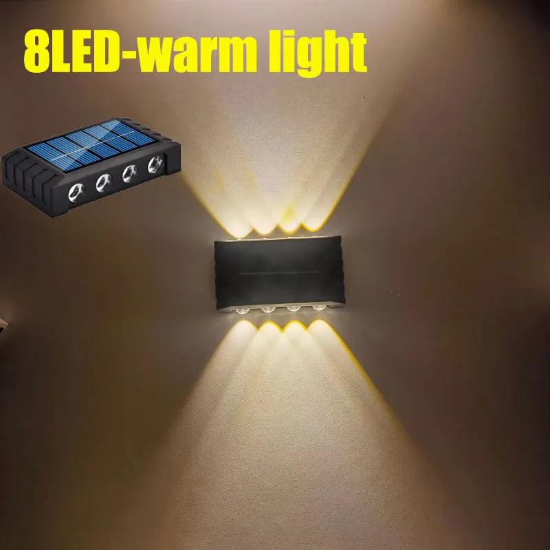lampe murale solaire led moderne extérieure décoration jardin lumière jaune bleu