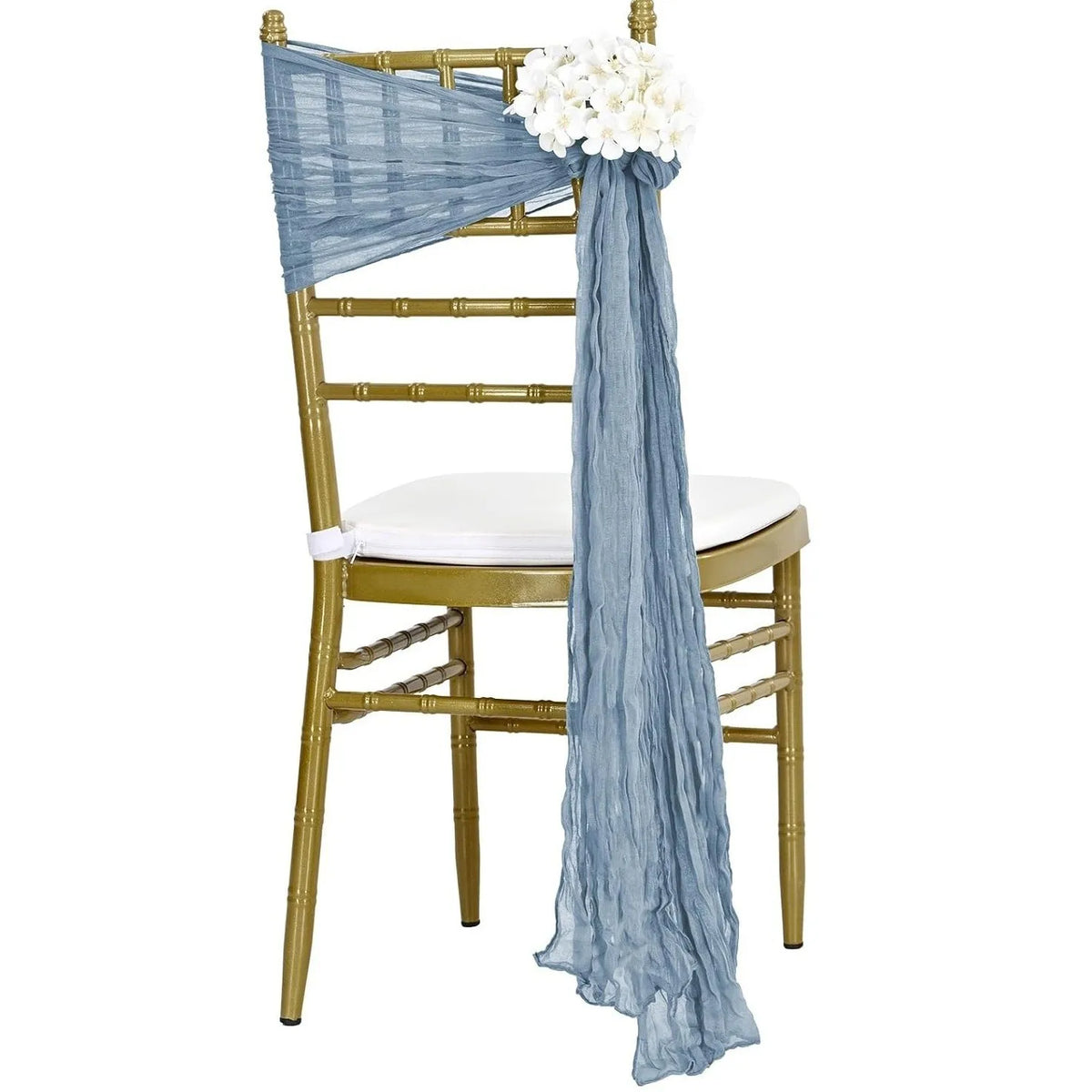 rubans chaise crêpés vert bleu marron adhésifs mariage décoration événement simples