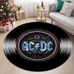 tapis rond acdc logo noir floral moderne facile nettoyer 80x80cm chambre salonhôtel