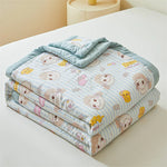 couette été coton imprimé floral motif feuilles vertes fleurs oranges matelassée moderne double lit