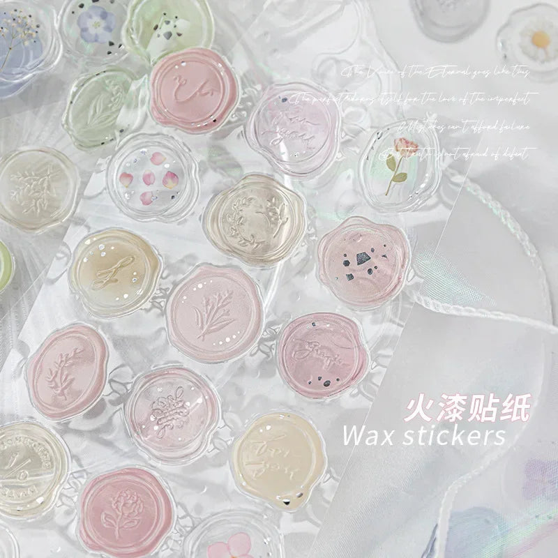 sticker scrapbooking kawaii floral vintage rose pâle vert pastel oiseaux motifs floraux adhésif artisanal