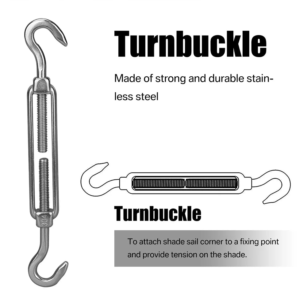 kit fixation voiles argenté 15m câble tourbuckles snap hooks outil jardin industriel