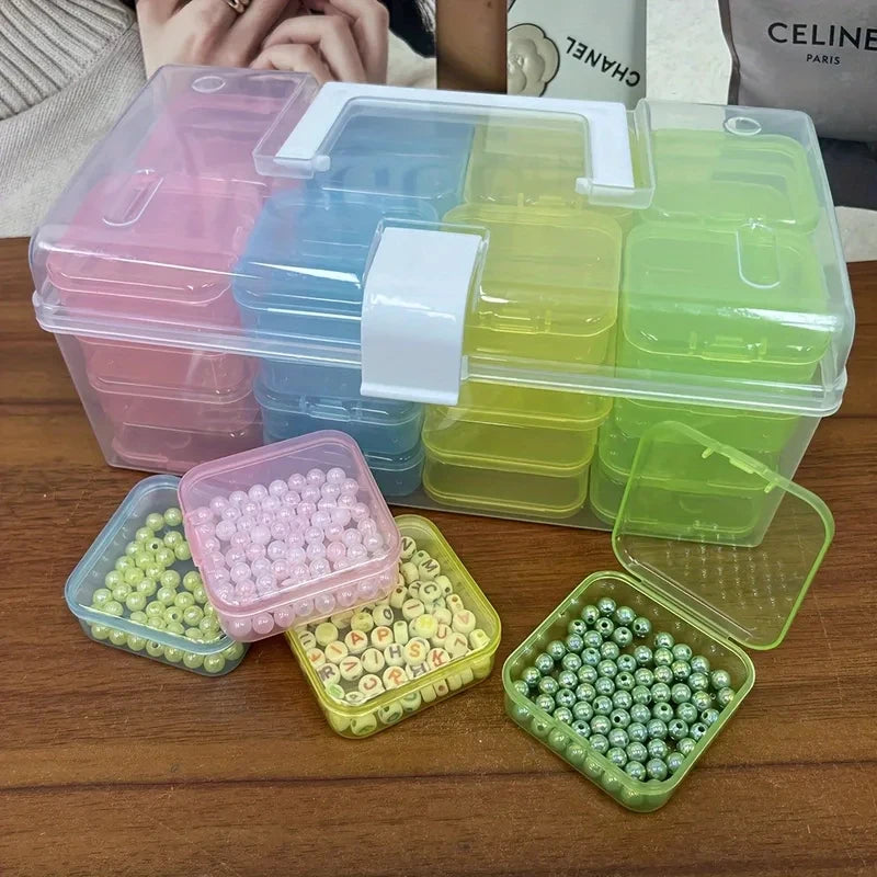 boîte rangement transparentes bleu vert rose jaune orange pratique moderne