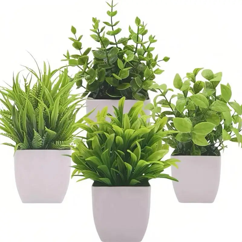 plantes artificielles feuilles vertes violette moderne sans entretien décoration intérieure extérieure pot blanc