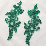 patchs tissu brodé appliques dentelle motif floral rouge bleu doré