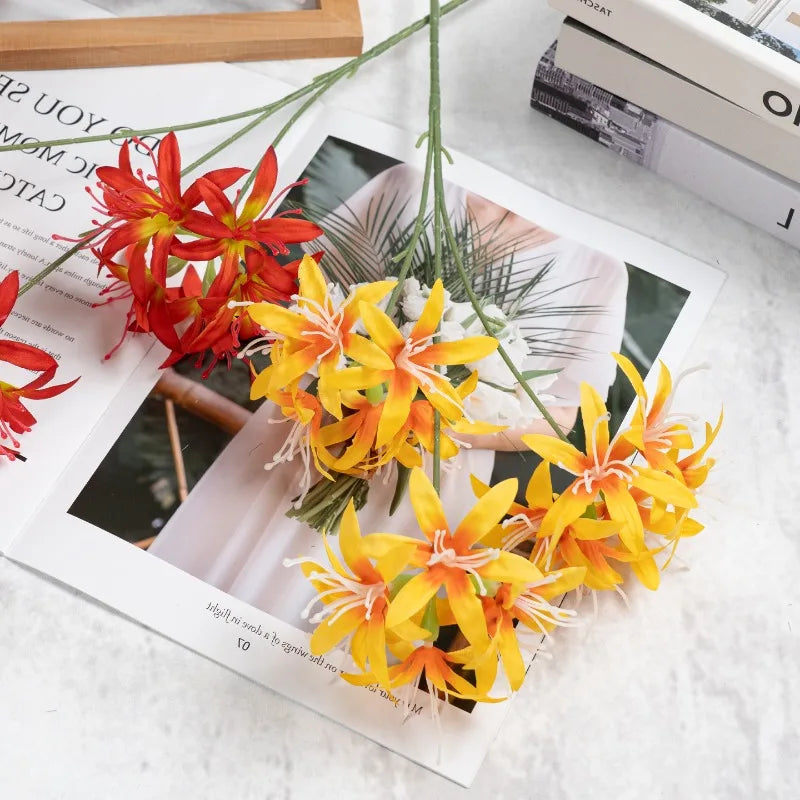 bouquet artificiel fleurs soie bleu blanc rouge jaune moderne minimaliste décoration intérieure mariage anniversaire