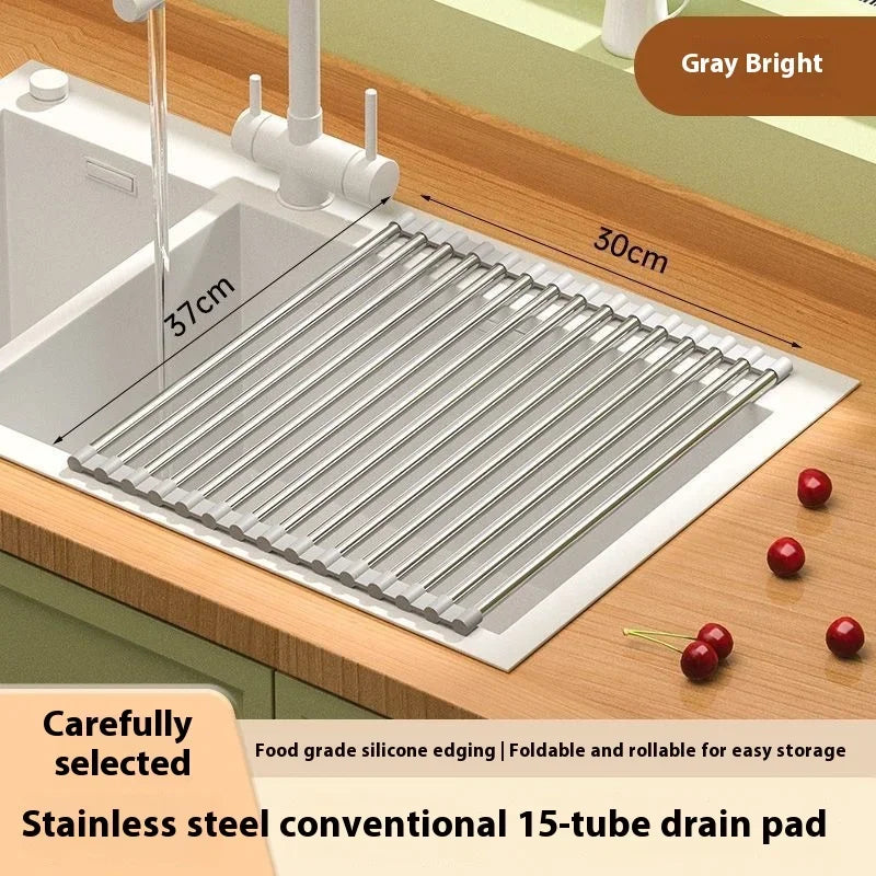 étendoir vaisselle pliable moderne acier inoxydable gris blanc clips fonctionnel cuisine