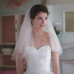 voile mariée deux couches blanche classique élégante tulle épaules clips transparent légèrement opaque finement