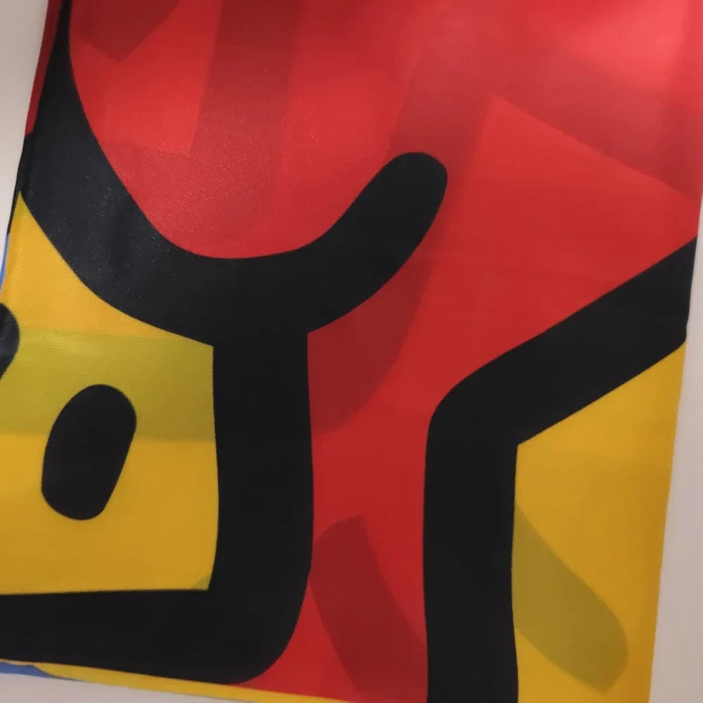 drapeau pop art géométrique jaune bleu rouge abstraction contemporaineintérieur décoration chambre maison