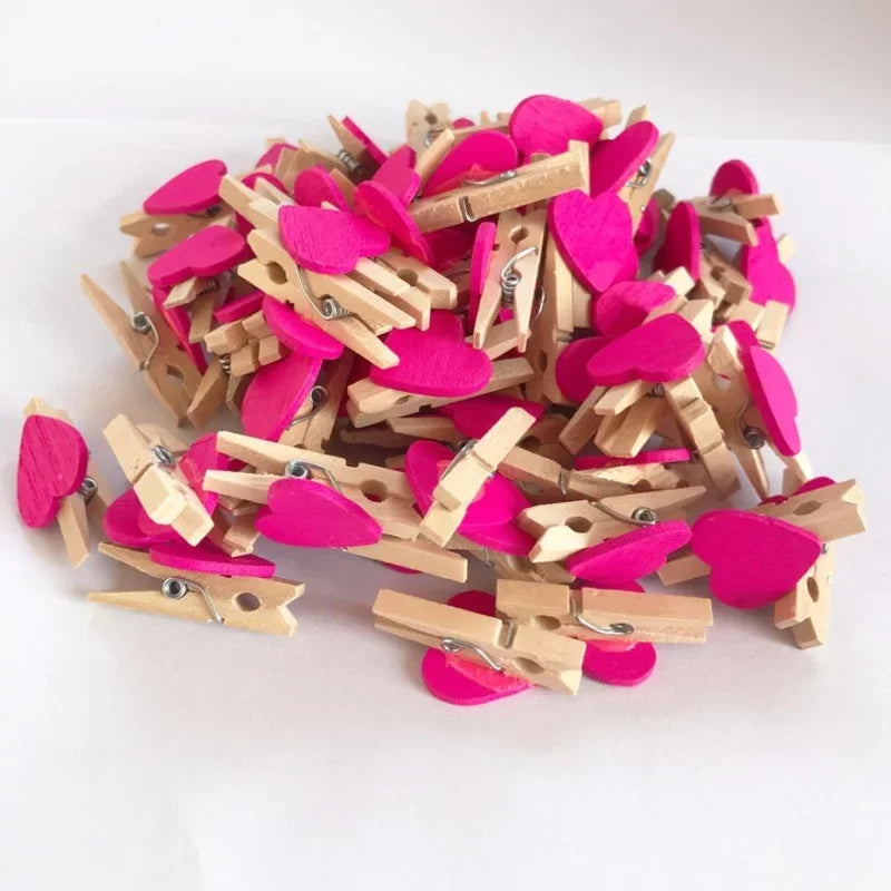 pinces linge cœur 50 pièces rouge rose bleu vert jaune noir respectueux environnement