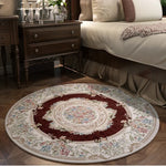 tapis rond décoratif classique motif floral broderie intérieur salon maison doux antidérapant