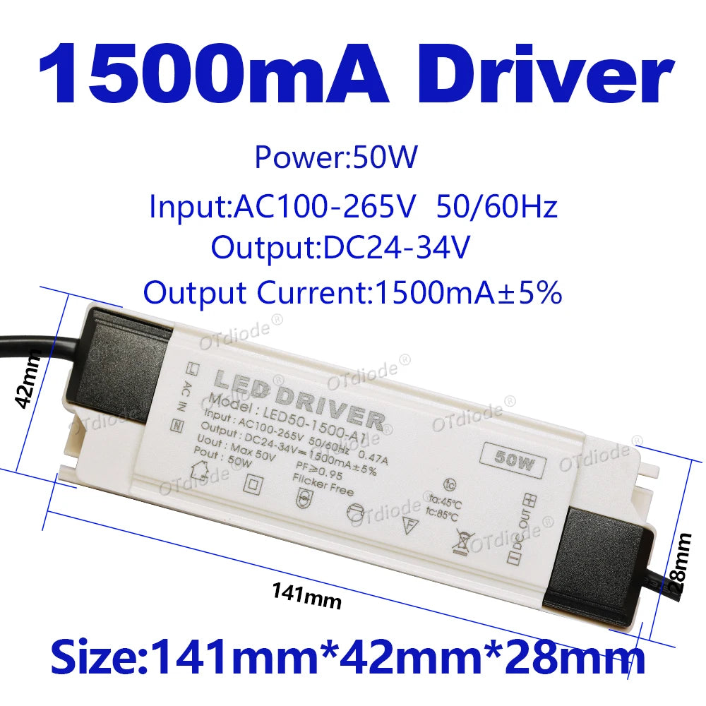 driver led 30w 40w 50w 700ma 1050ma 1200ma 1500ma ac dc moderne