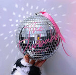 boule disco miroirs personnalisation rubans couleurs décoration mariage événementière noms dates chouette
