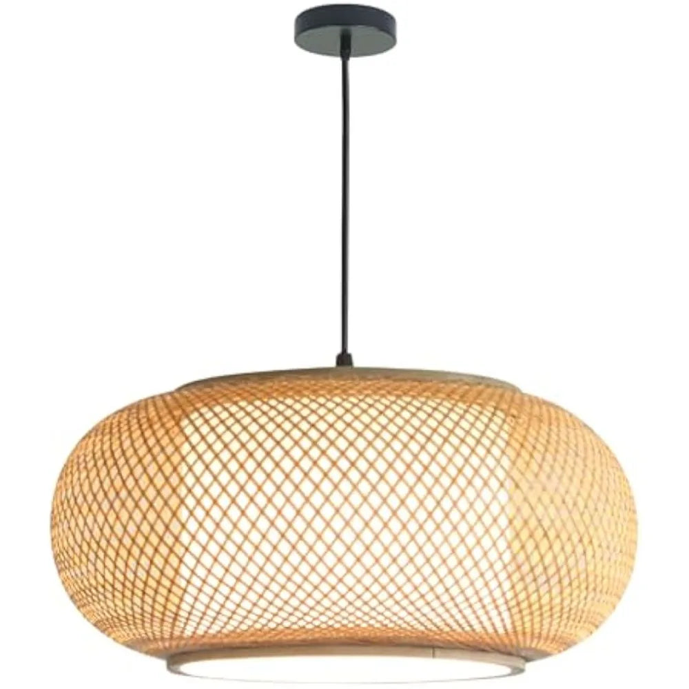 suspension lumineuse tissage bambou moderne noir beige clair chambre salon restaurant