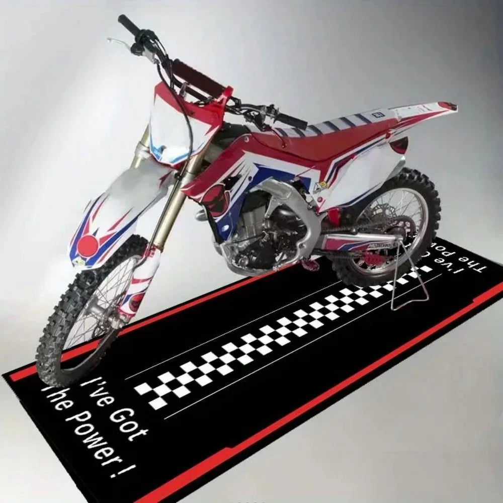 tapis sol garage moto antidérapant motif carreaux sport moderne noir rouge bleu vert