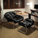 fauteuil cuir moderne noir salon décontracté intérieur chaise relaxation maison contemporaine