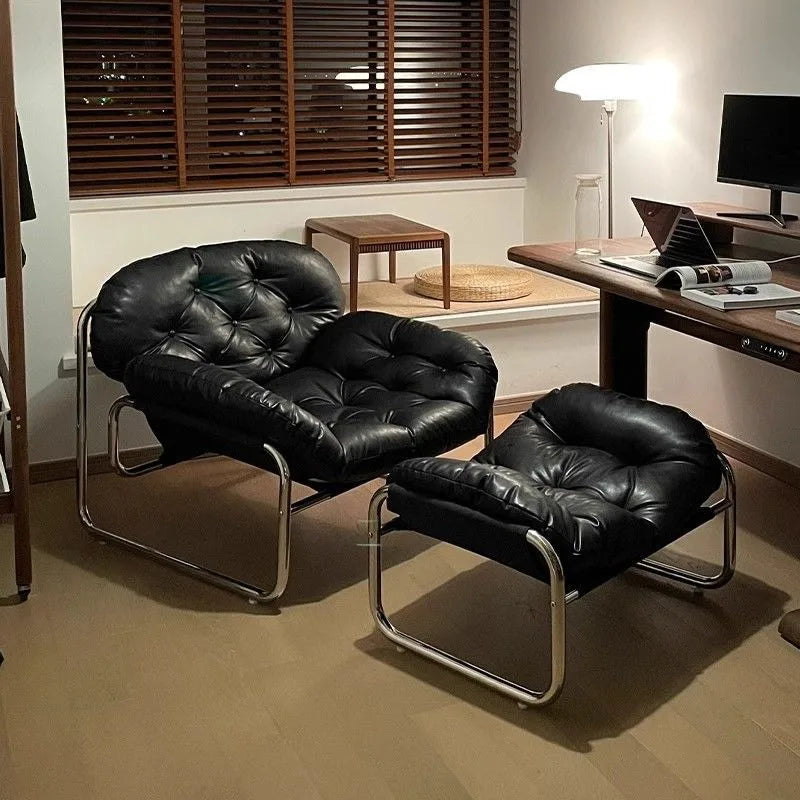 fauteuil cuir moderne noir salon décontracté intérieur chaise relaxation maison contemporaine