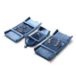boîtes bijoux velours bleu moderne boutons pression rangement colliers bracelets boucles d'oreilles
