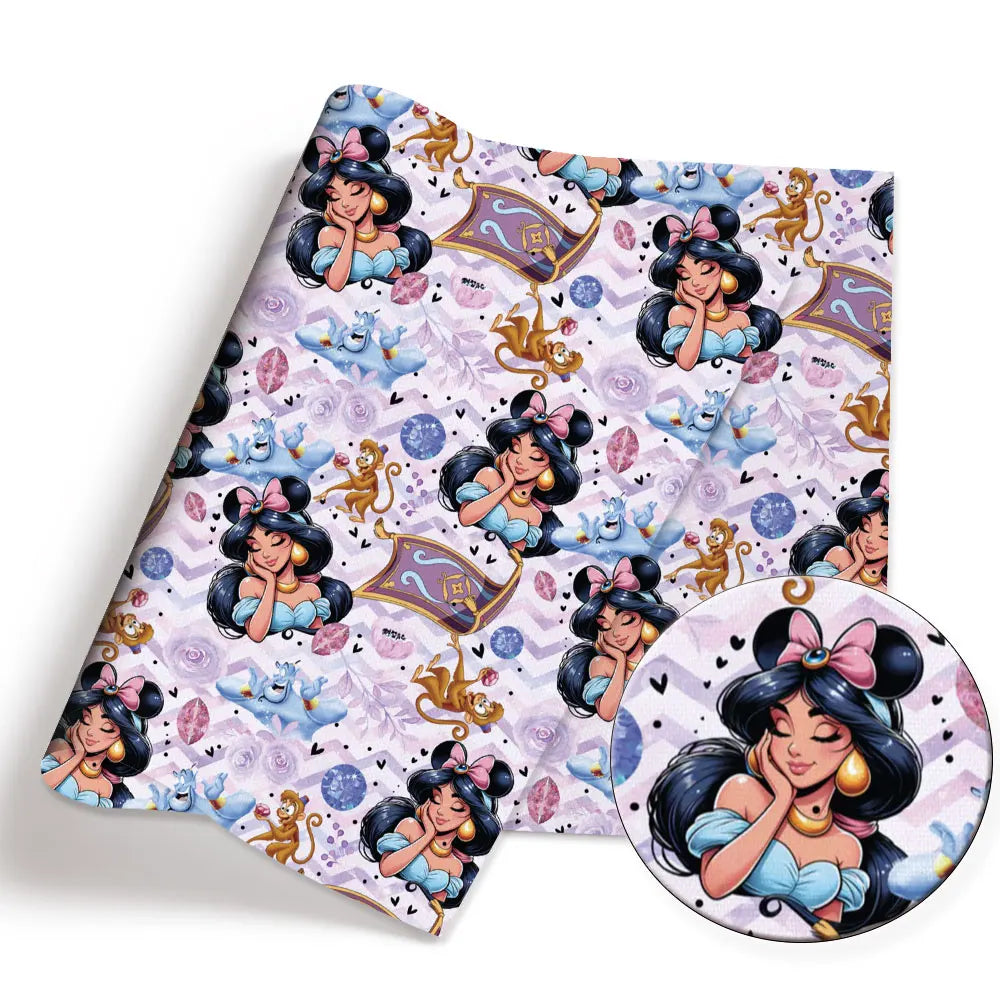 tissu coton patchwork personnages disney serviette enfant rose blanc vert bleu motif illustration colorée