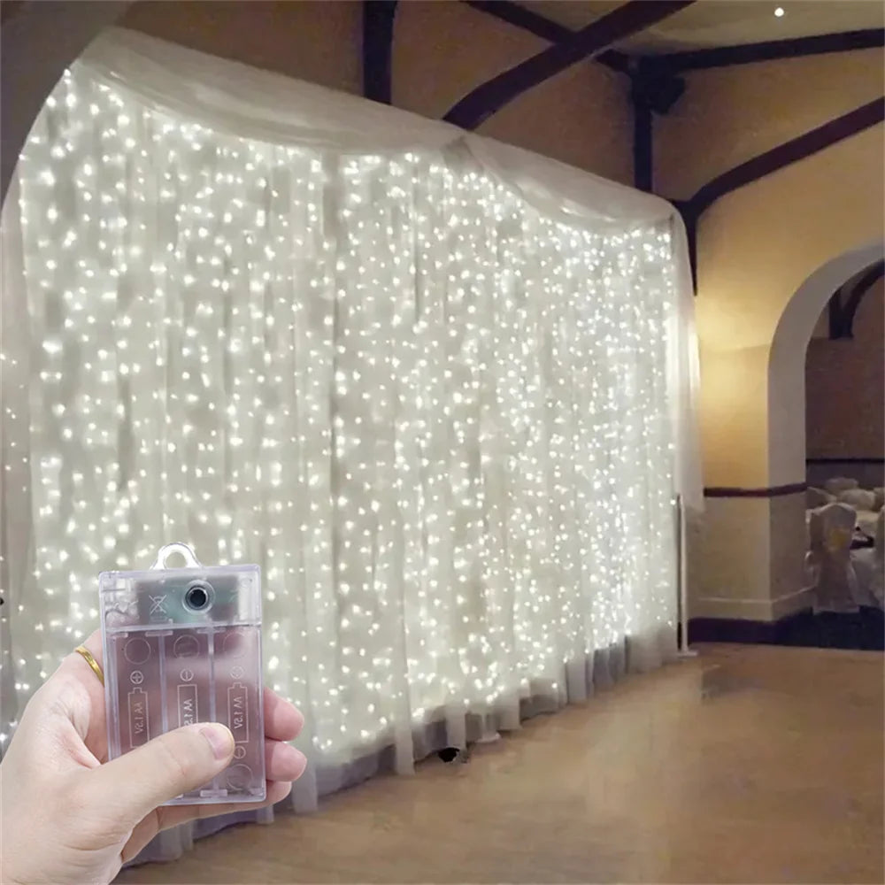 rideau lumineux led multicolore transparent moderne 3m 3m 300 leds autonomes