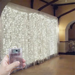rideau lumineux led multicolore transparent moderne 3m 3m 300 leds autonomes