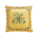 coussin jaune motif floral bleu classique tissu polyester respectueux environnement maison decoration adhésif