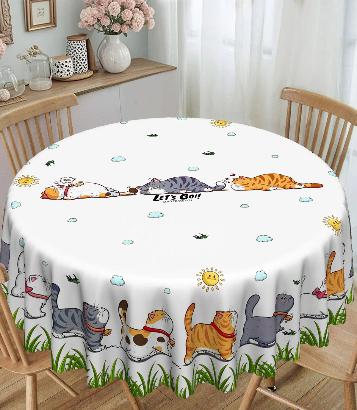 nappe table imperméable chats colorés motifs floraux moderne printemps été hiver automneextérieur usage domestique