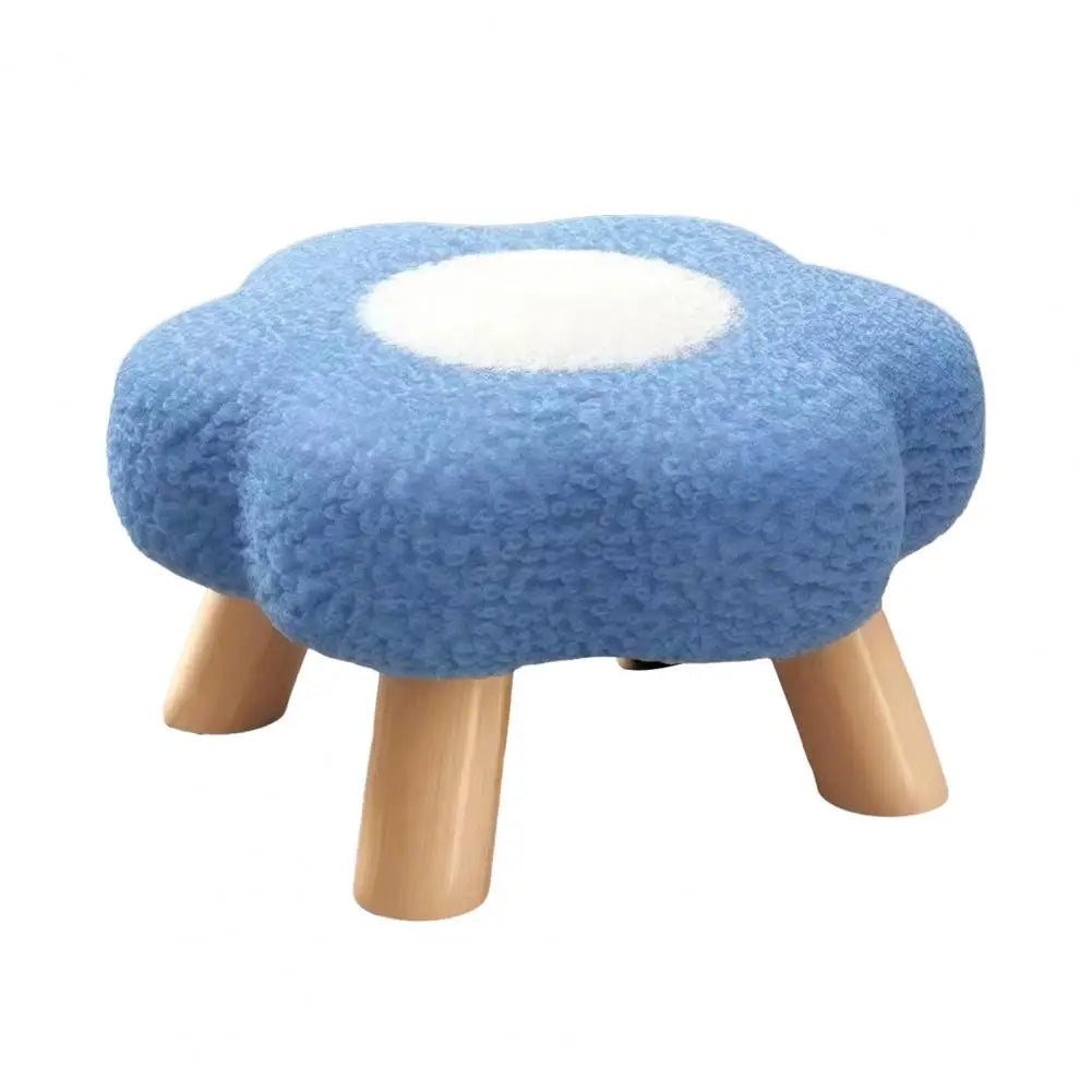 tabouret fleur pieds bois coussin peluche doux moderne rose vert jaune rouge chambre